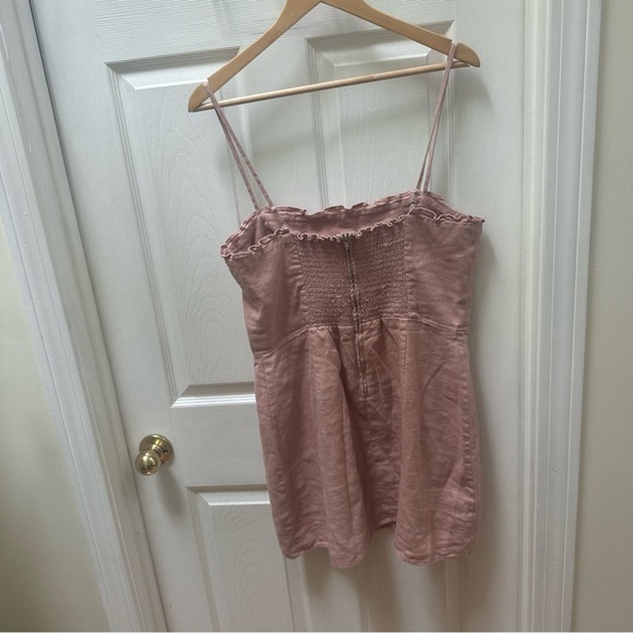 REFORMATION Ava Ruffle Linen Minidress Serenade Pink Spaghetti Strap Dress 12 - Picture 7 of 7